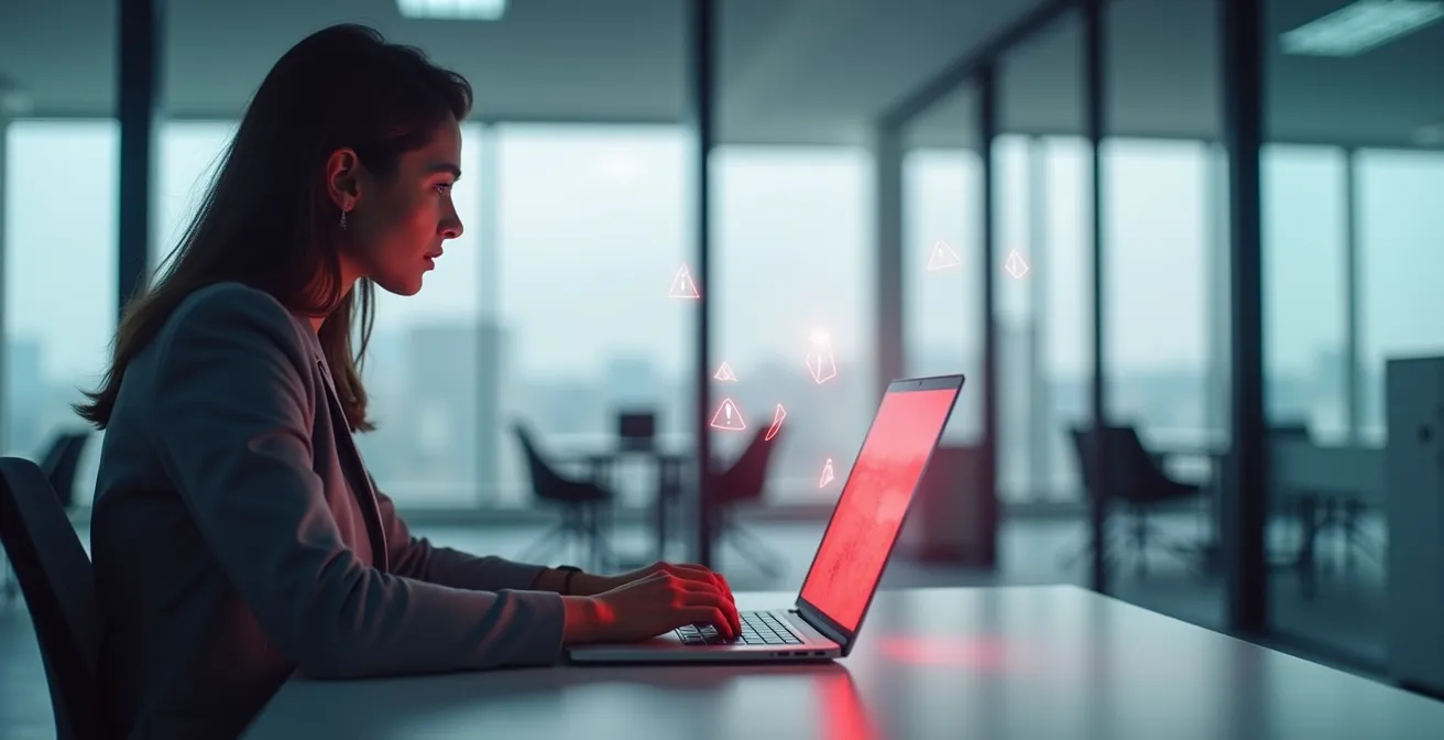 Représentation visuelle d'une alerte de sécurité pour compte compromis