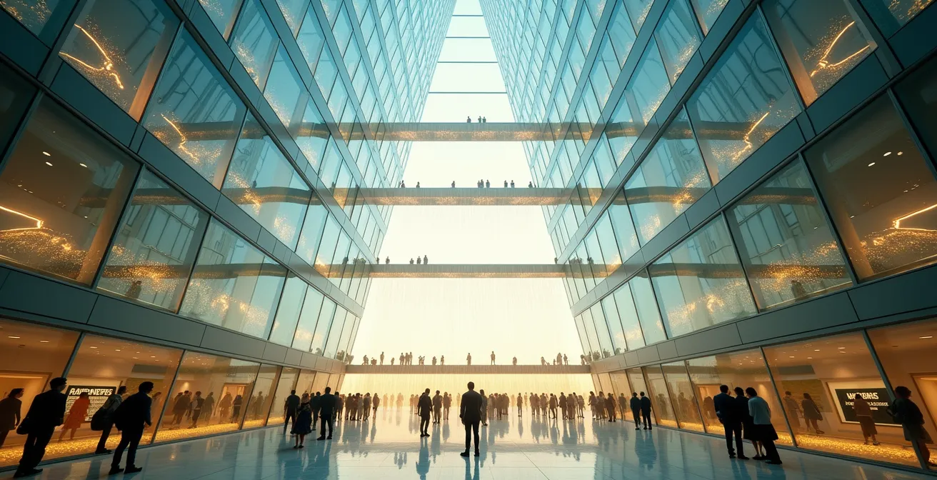 Structure pyramidale de silos sémantiques avec flux de PageRank visible