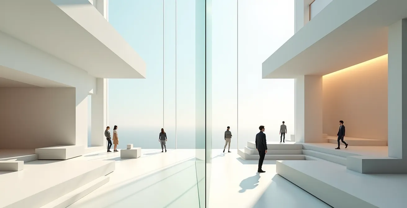 Comparaison visuelle entre interface épurée et interface détaillée pour utilisateurs novices