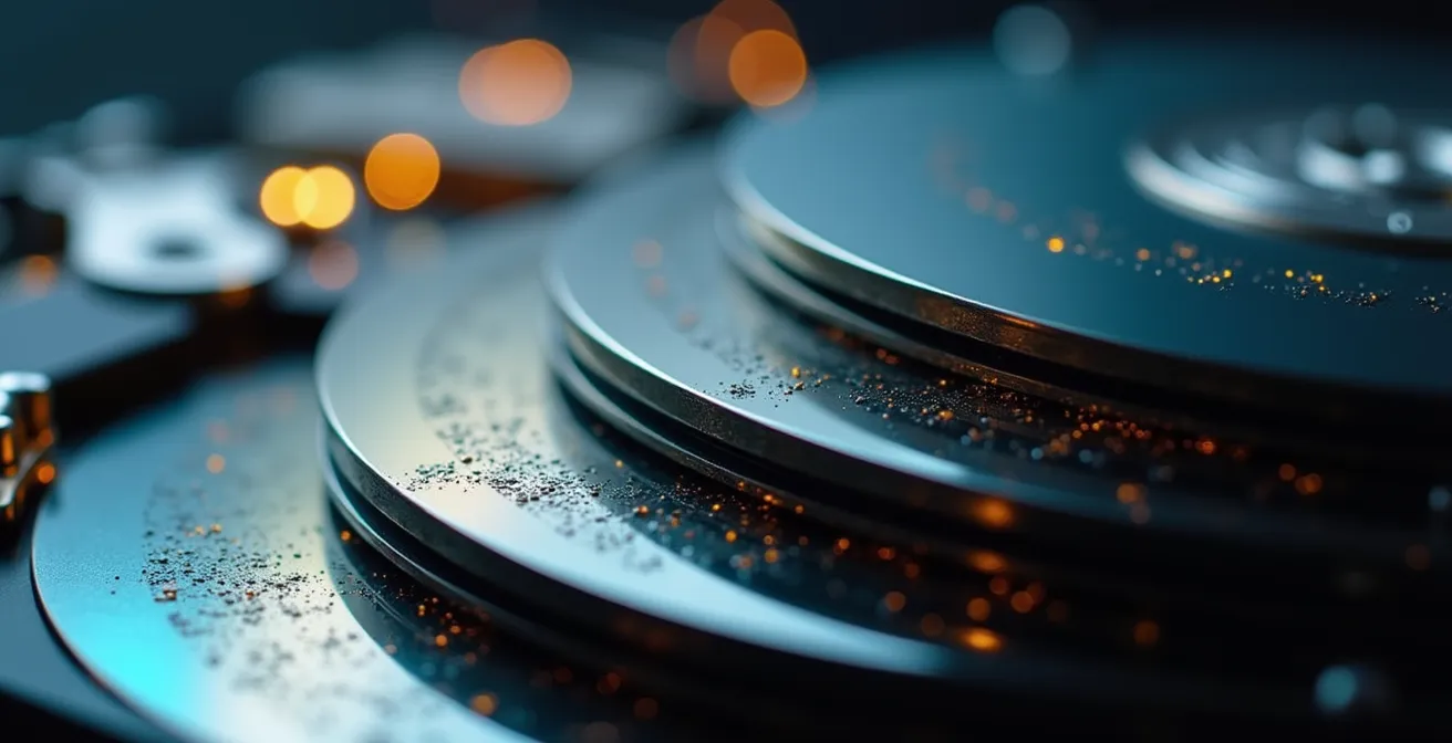 Visualisation macro de disques durs montrant différentes stratégies de stockage