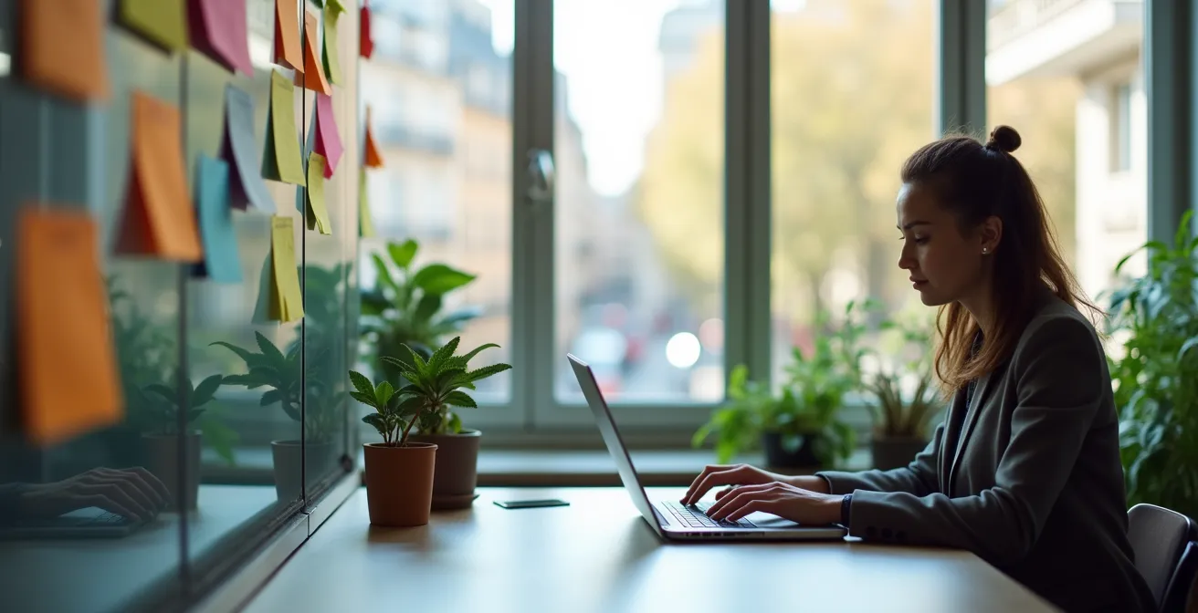 Expert créant du contenu engageant pour LinkedIn depuis son bureau français