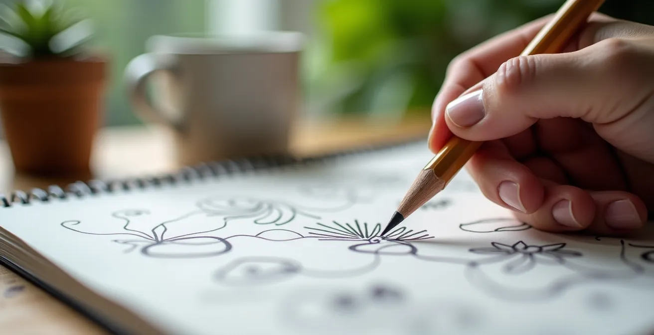 Moment de pause créative dans un environnement naturel apaisant