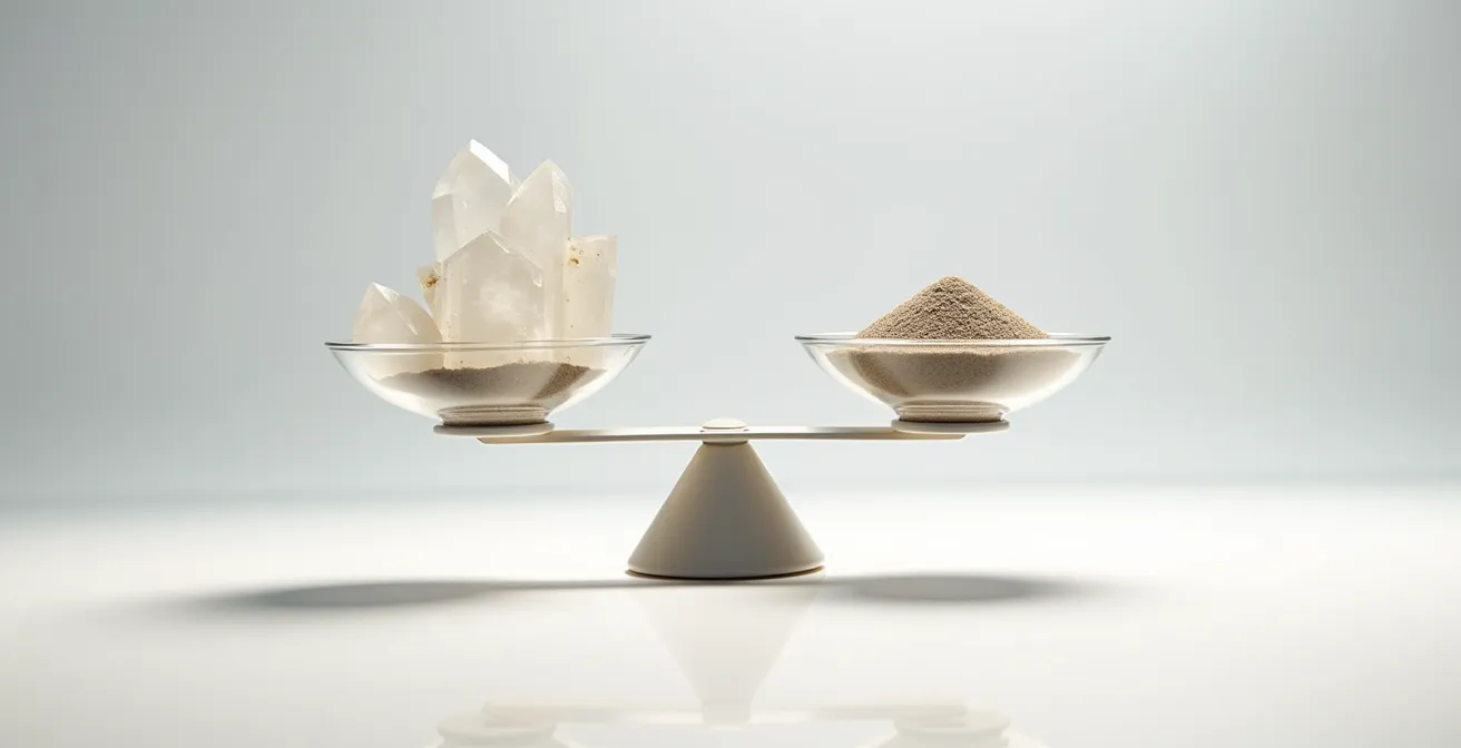 Vue symbolique d'un équilibre délicat entre visibilité et trafic représenté par une balance conceptuelle