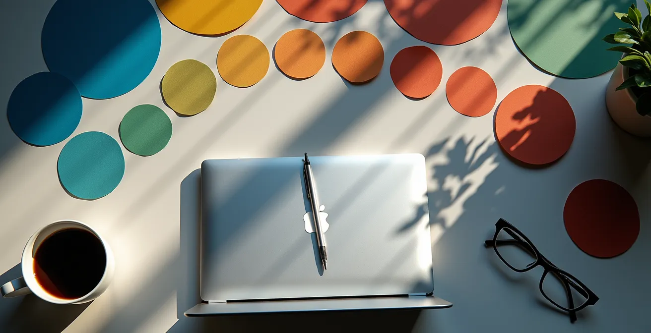 Personne analysant des sources d'information sur ordinateur avec carnet de notes