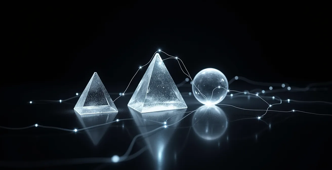 Représentation visuelle de la structure dialectique d'un article web avec trois sections interconnectées