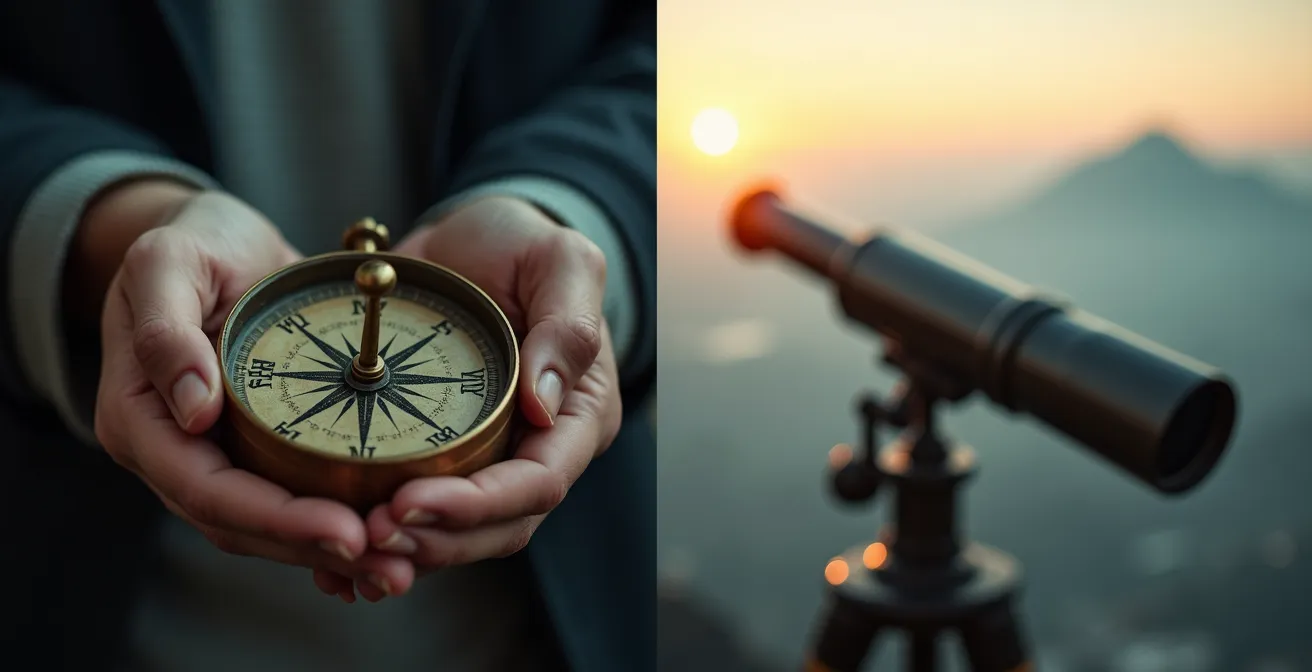 Balance symbolique entre veille réactive immédiate et veille prospective long terme